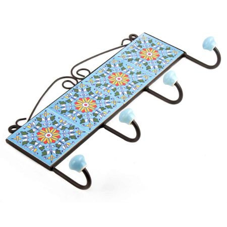 Turquoise Wheel Tiles Hooks 